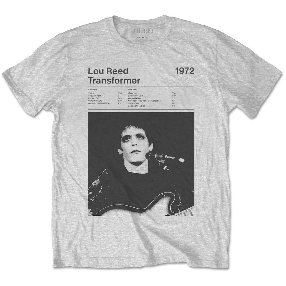 Lou Reed - Transformer Track List Mens Tshirt - Grey